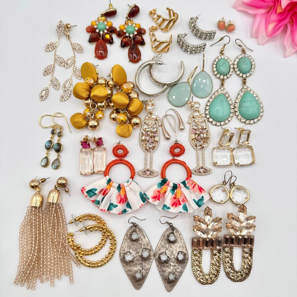 Pierced Earring Lot Costume Jewelry Mixed Styles Vintage To Now Reseller 20 Pair